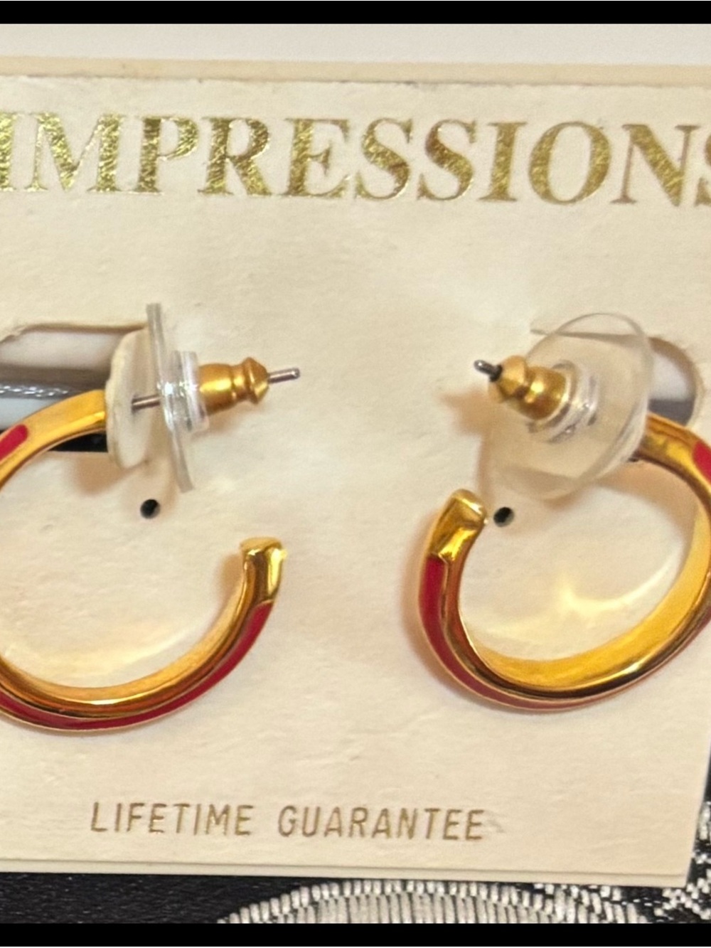 Impressions Gold and Red Accent Earrings